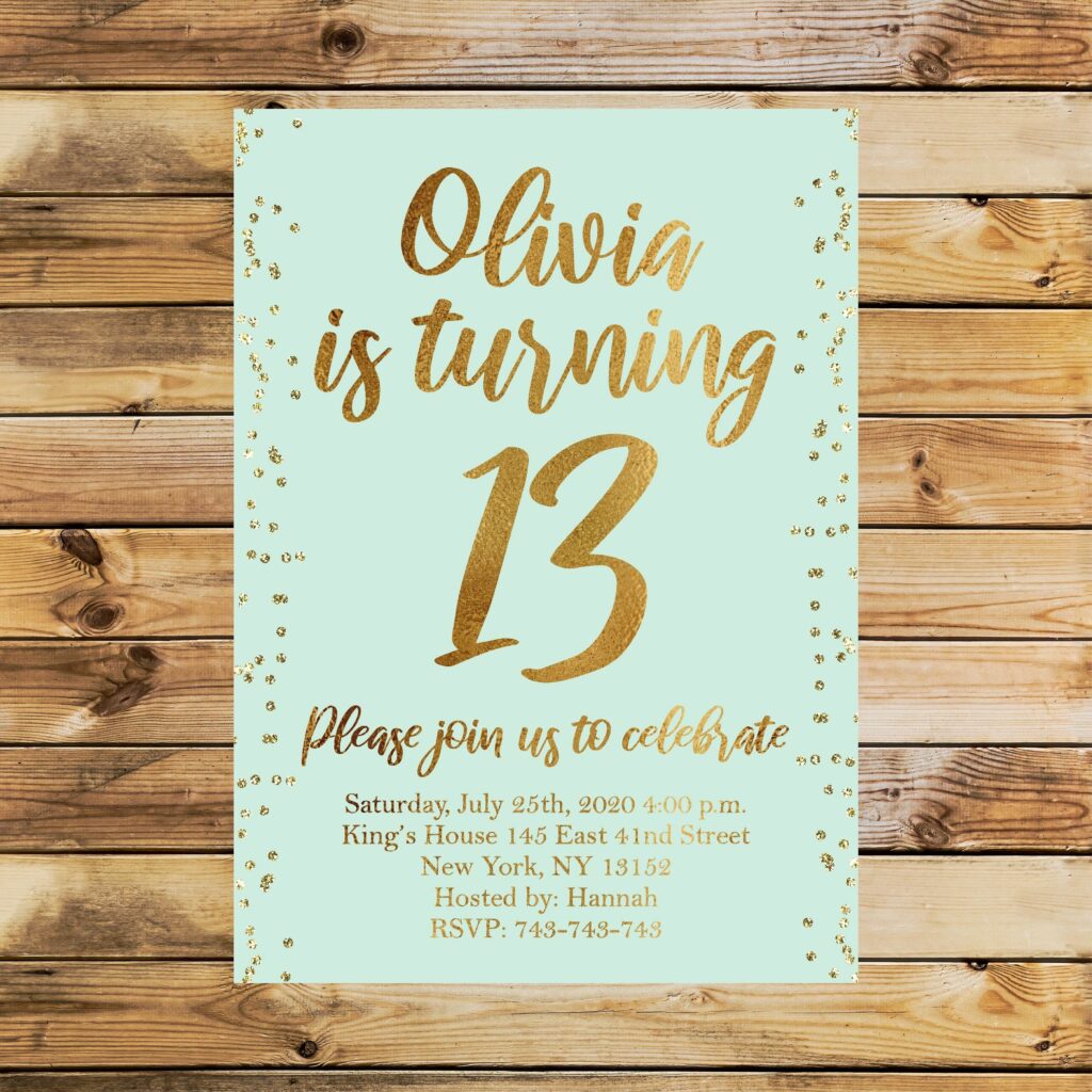 Editable 13th Birthday Invitation Electronic Rustic Birthday