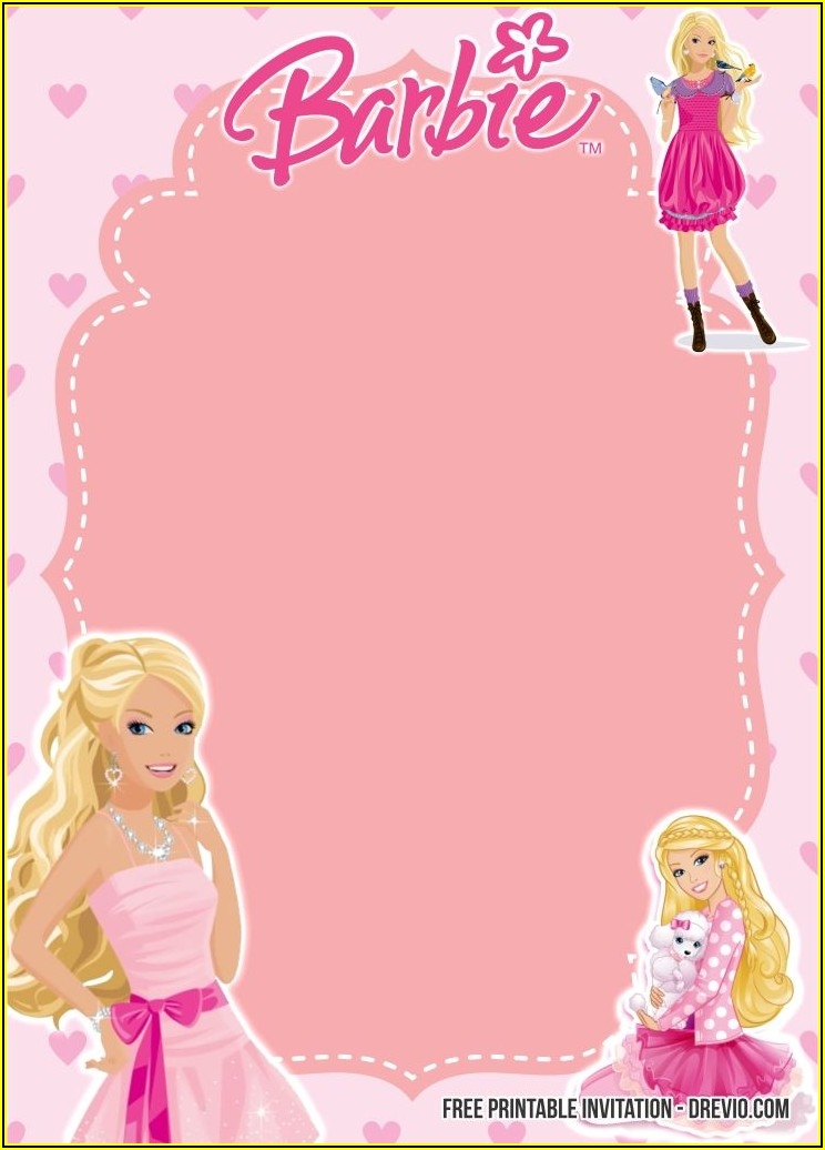 editable blank barbie birthday invitation template