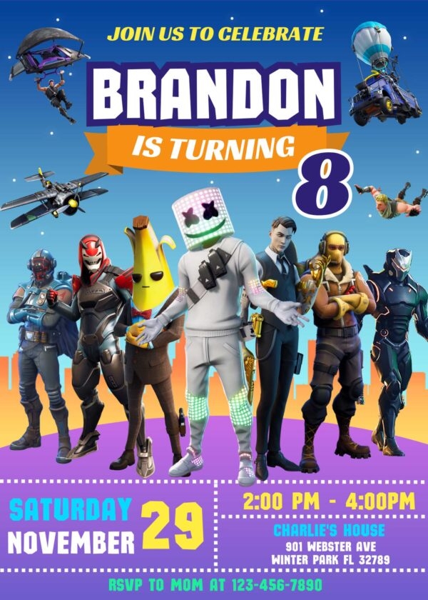 Editable Fortnite Birthday Invitation Template Terrific Invite