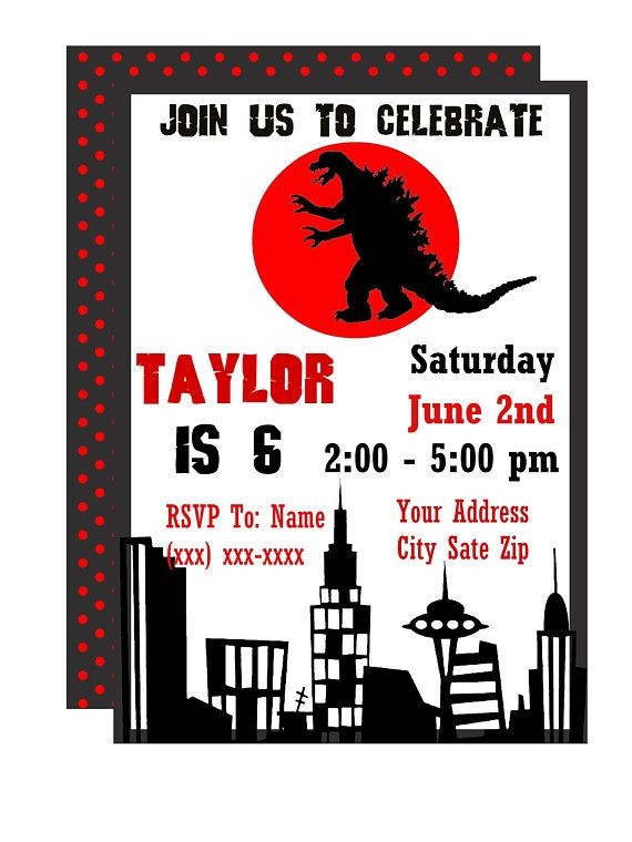 godzilla invitations templates free