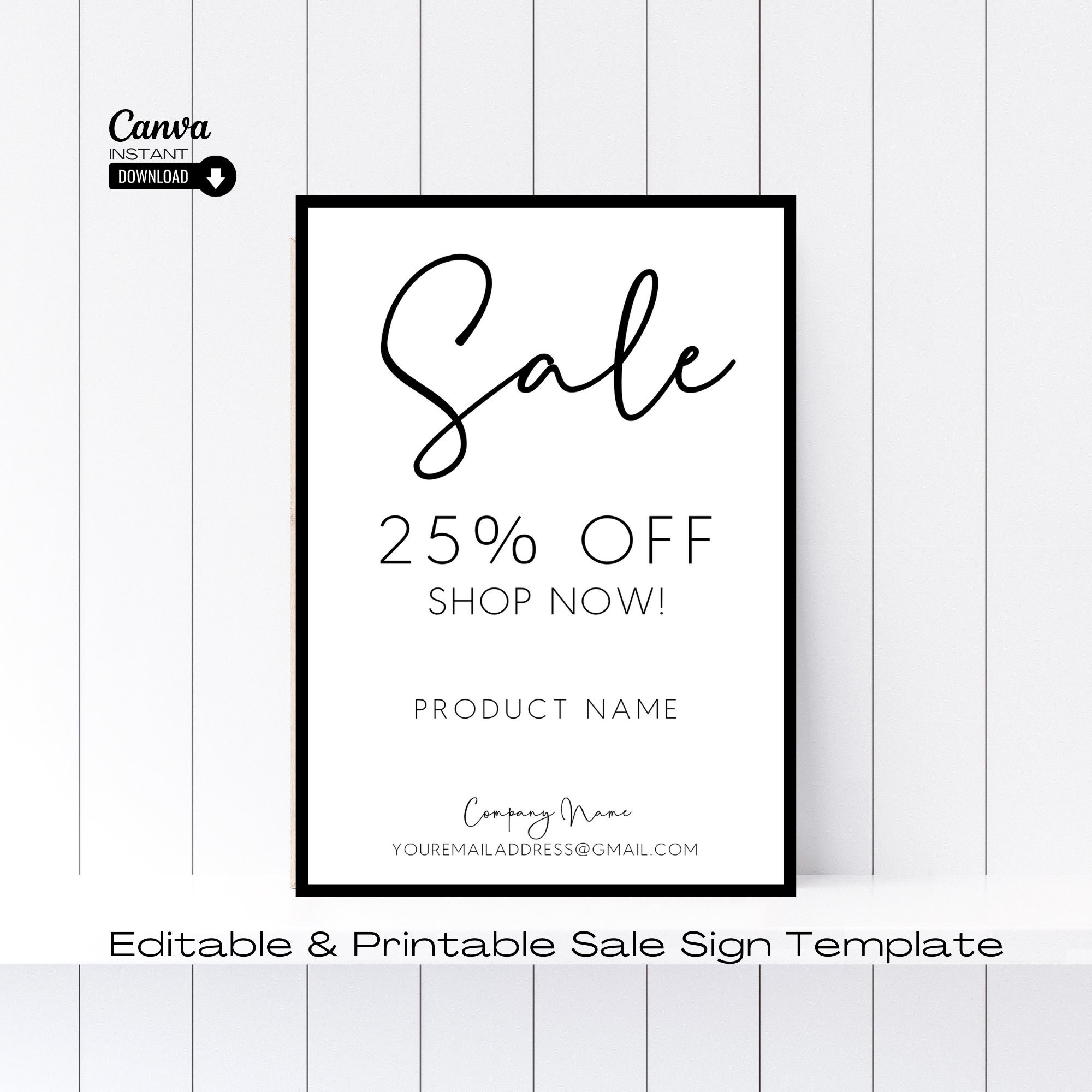 Editable Sale Sign Template Printable Small Business Sign Craft 