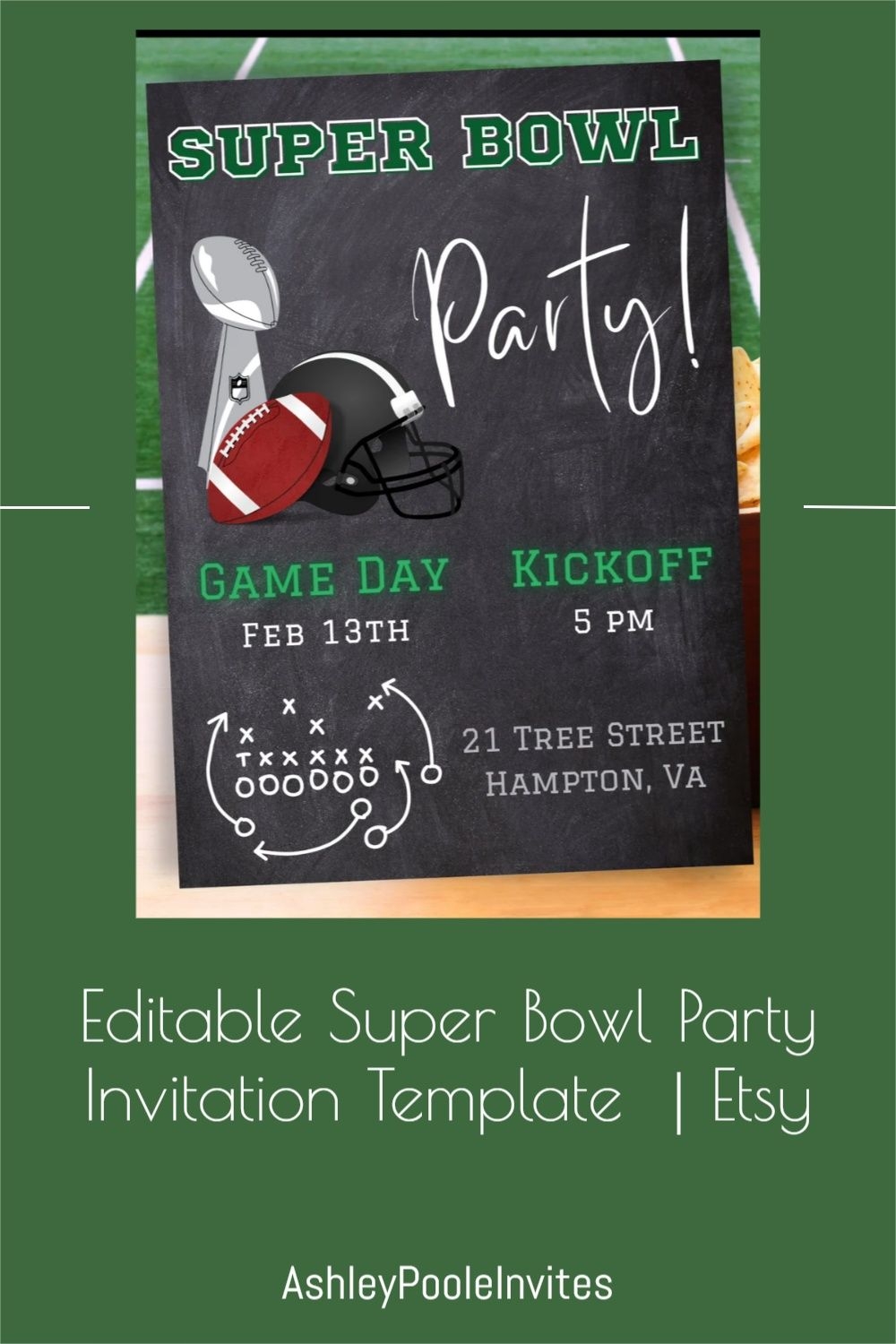 Editable Super Bowl Party Invitation Template Printable Etsy