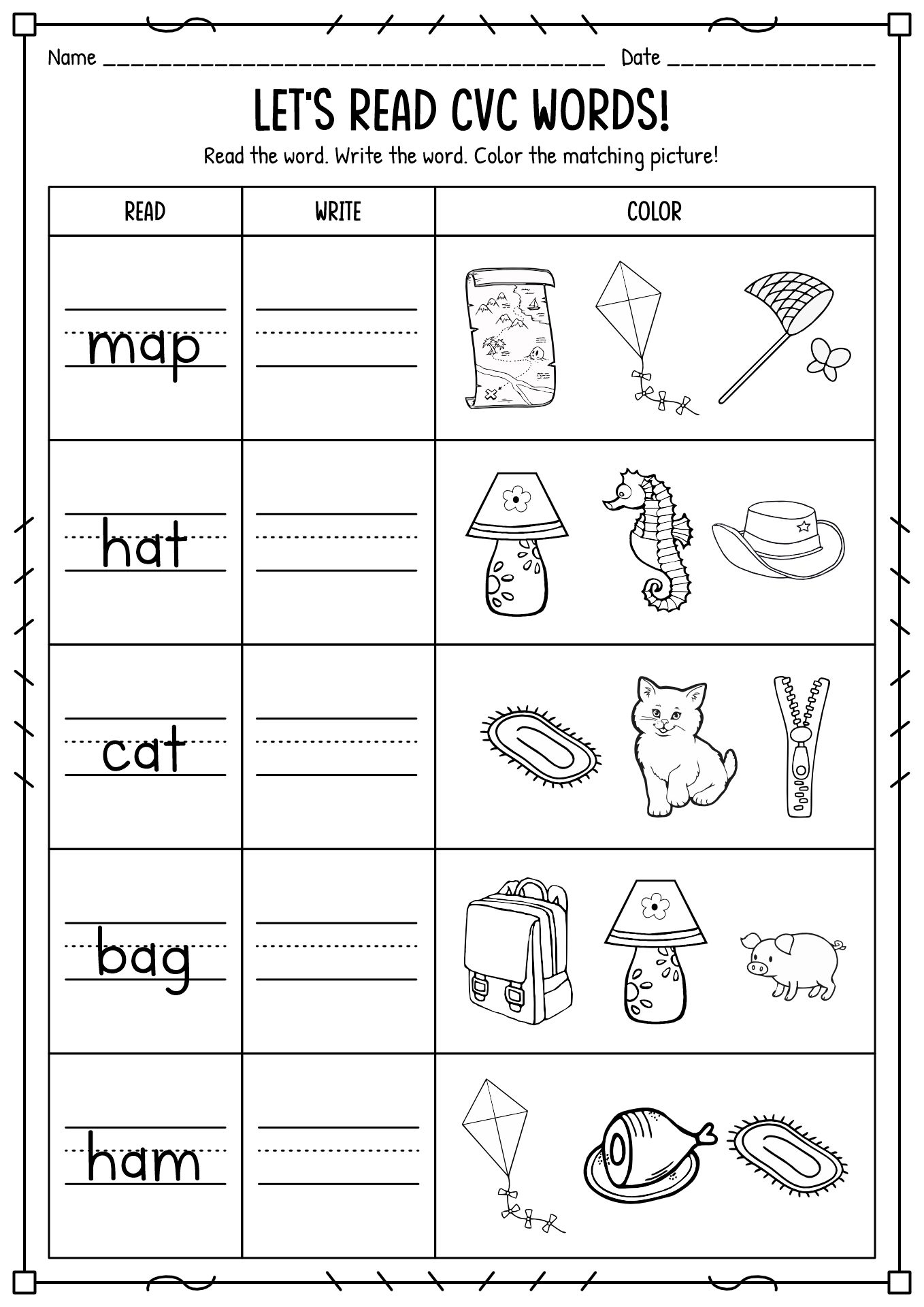 kindergarten ela worksheets
