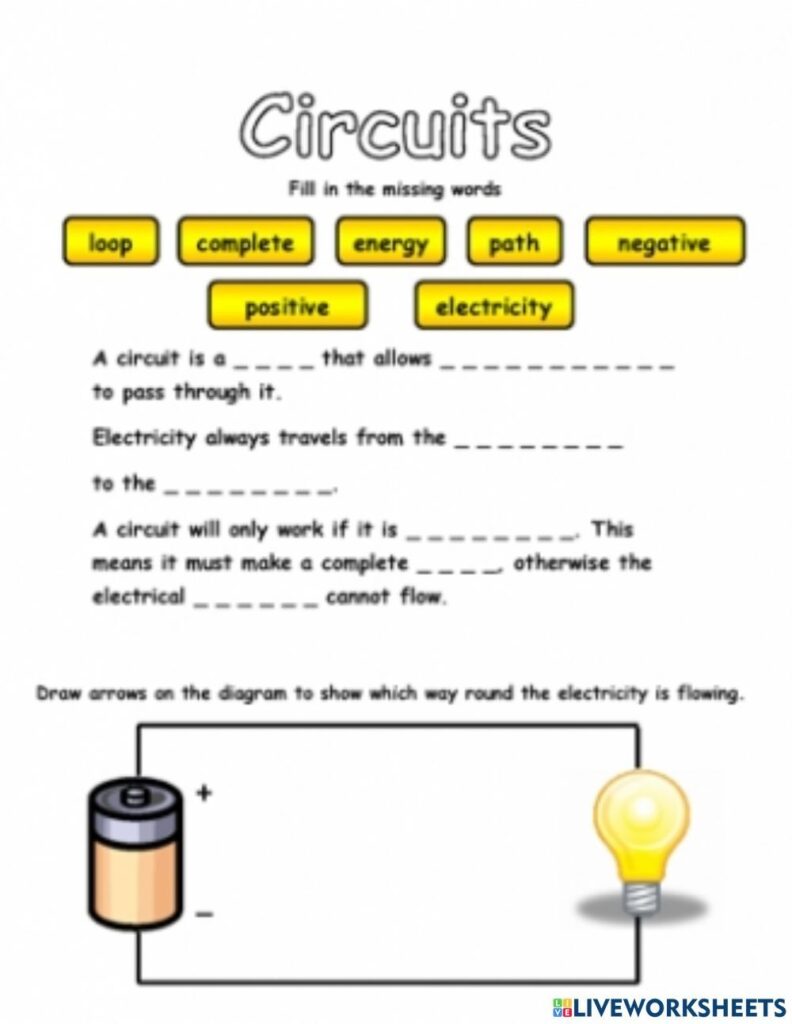 Electricity Worksheet For 4th Grade Science