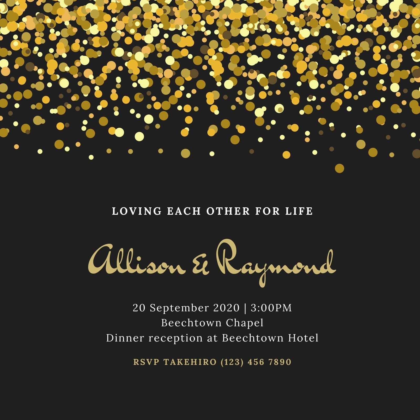 Elegant Black And Gold Blank Invitation Templates