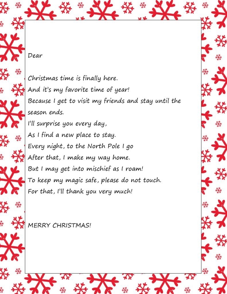 Elf On The Shelf Arrival Letter Printable Template FREE Sunny Home