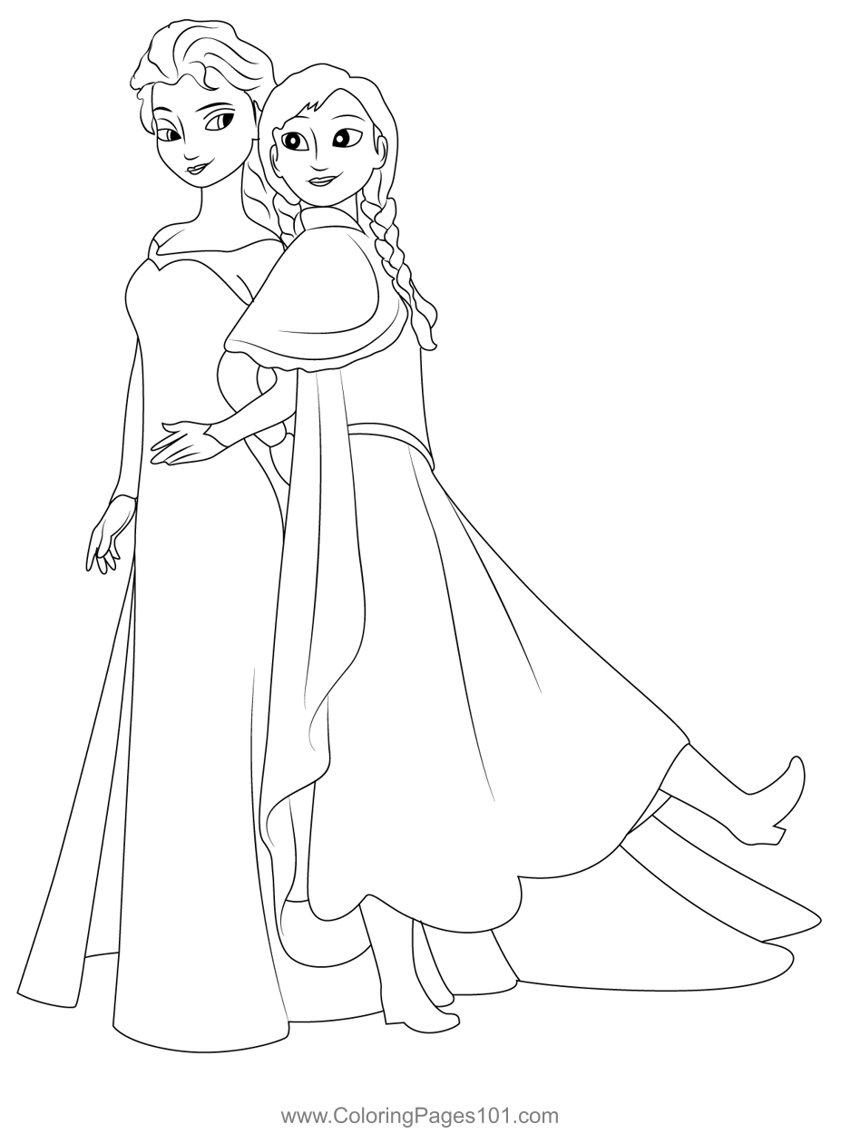 Elsa And Anna Coloring Page For Kids Free Frozen Printable Coloring 