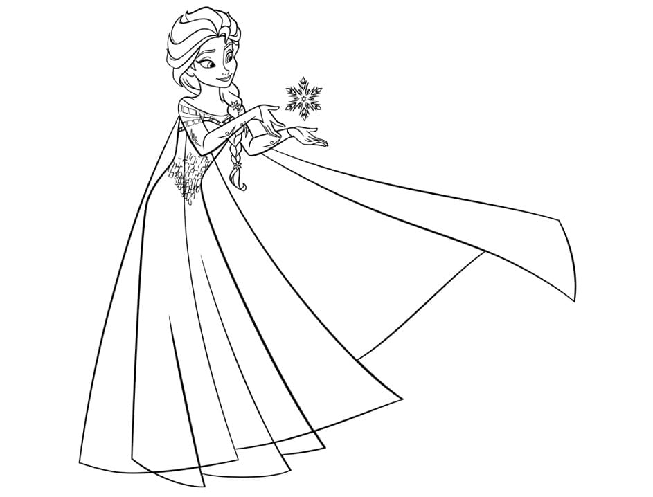 Elsa With Snowflake Coloring Page Free Printable Coloring Pages For Kids