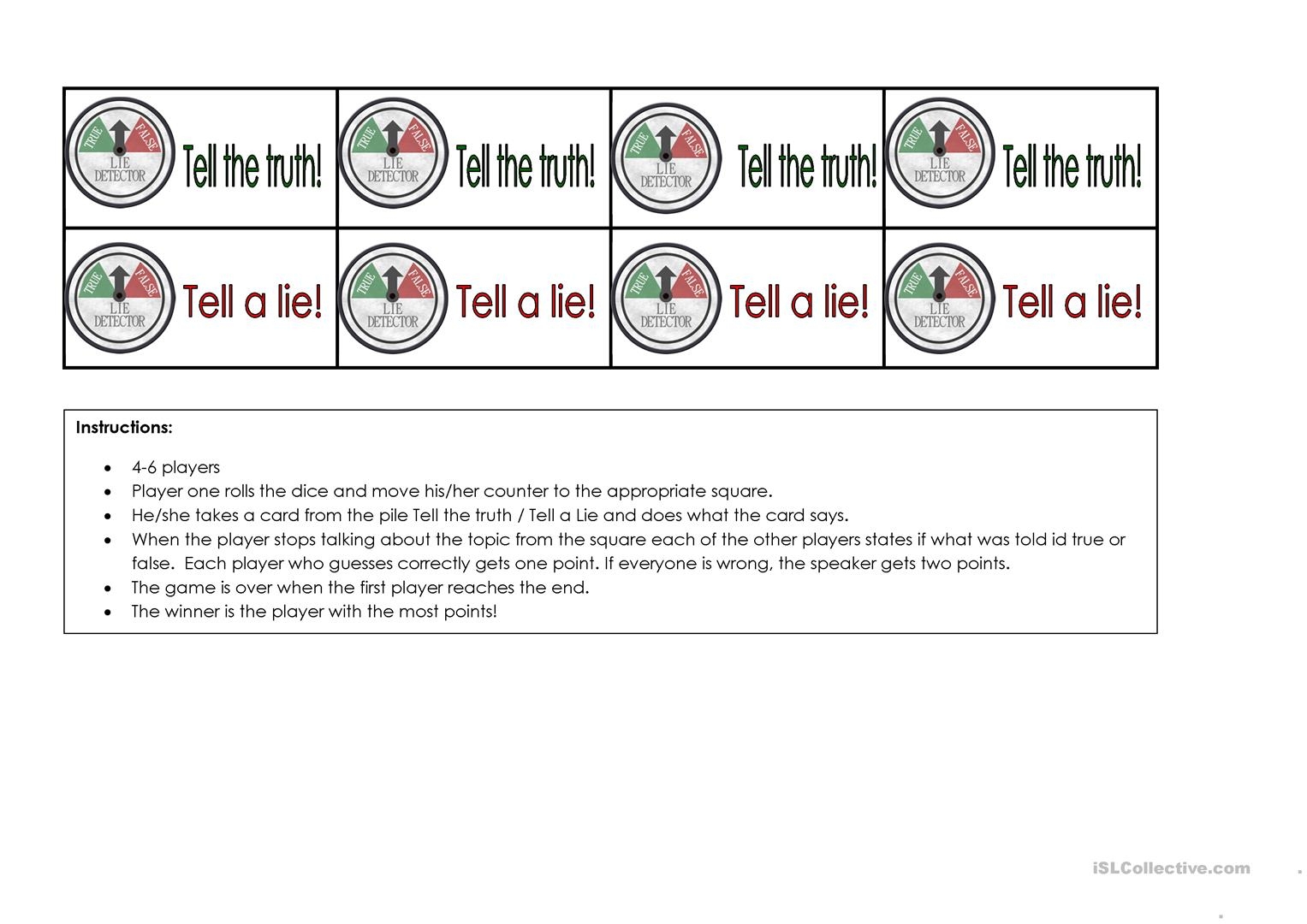 English Worksheets Two Truths And A Lie Two Truths And A Lie 