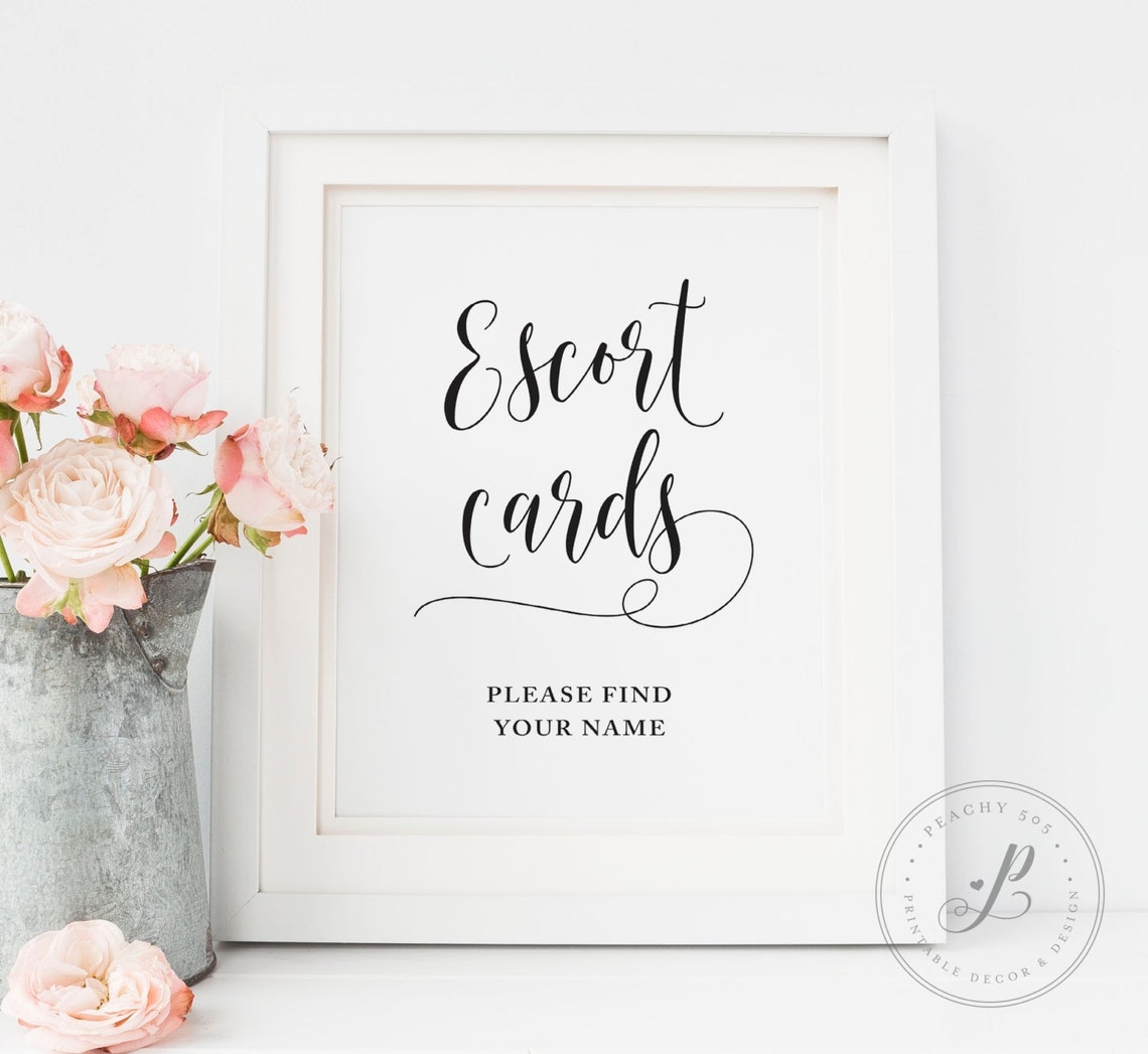 Escort Cards Sign Printable Wedding Escort Cards Sign Place Etsy