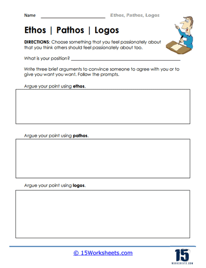 ethos pathos logos worksheet