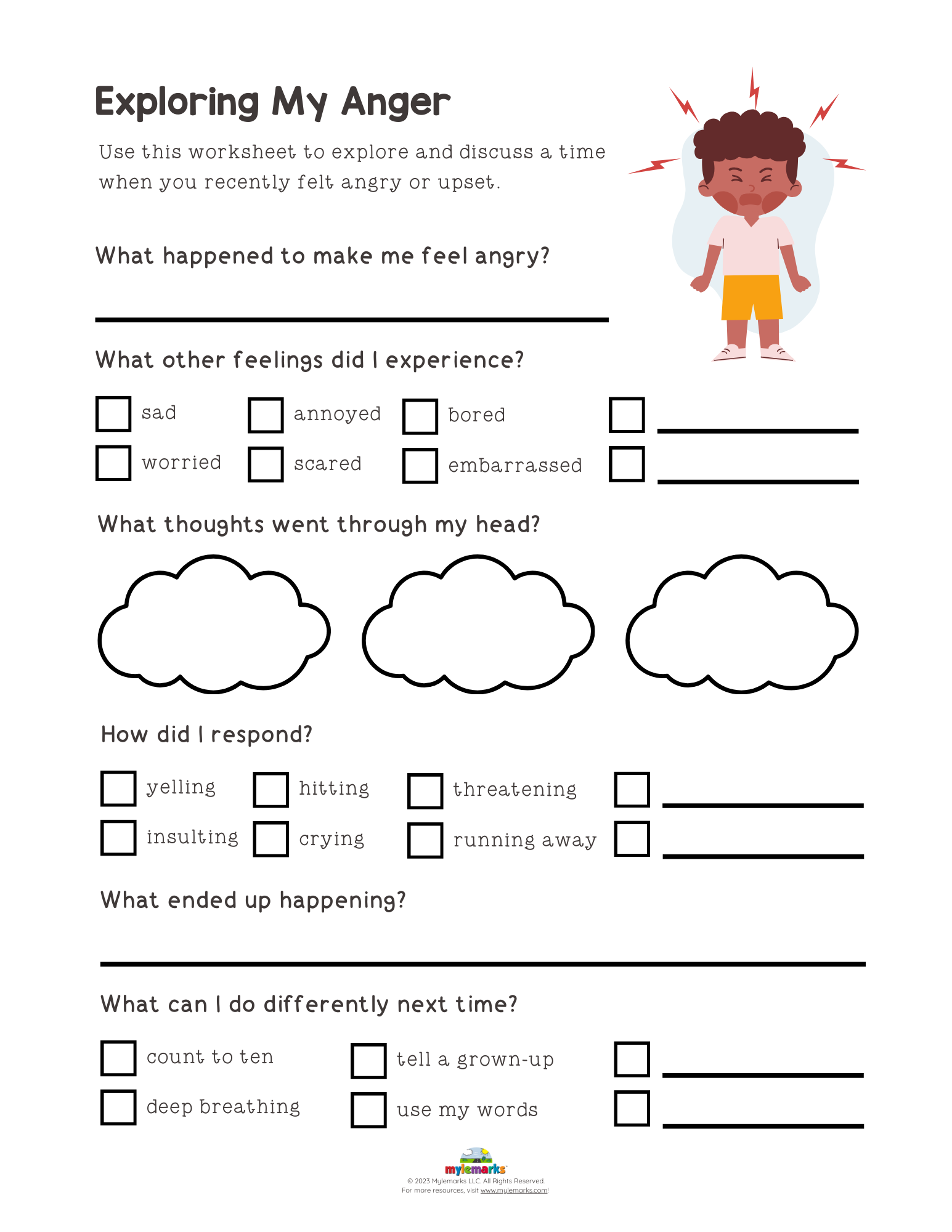 Exploring My Anger ES F DBT Worksheets
