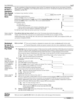 F1040ez PDF Worksheets Library