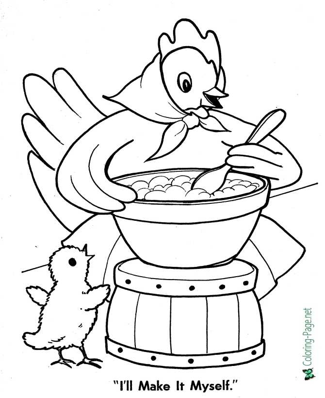 Fairy Tales Little Red Hen Coloring Pages