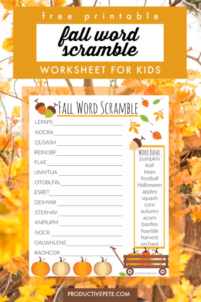 Fall Word Scramble For Kids Free Printable Worksheet Productive Pete