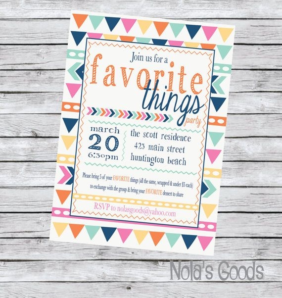 Favorite Things Birthday Party Invitation Favorite Things Party