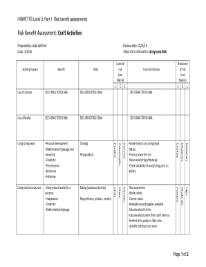 craft activity risk assessment