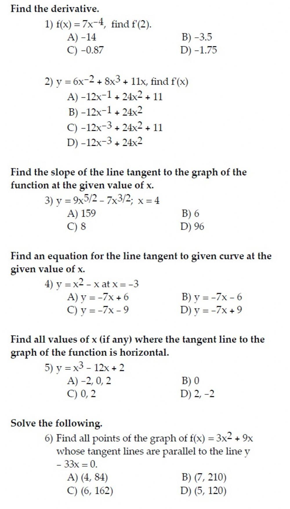 Find The Derivative Worksheet Live Worksheets Worksheets Library
