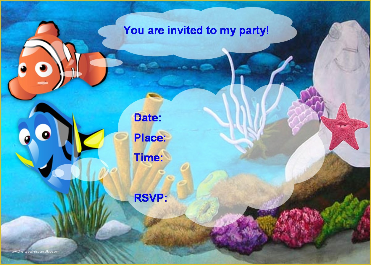 Finding Nemo Invitation Template Free Of Finding Nemo Birthday 
