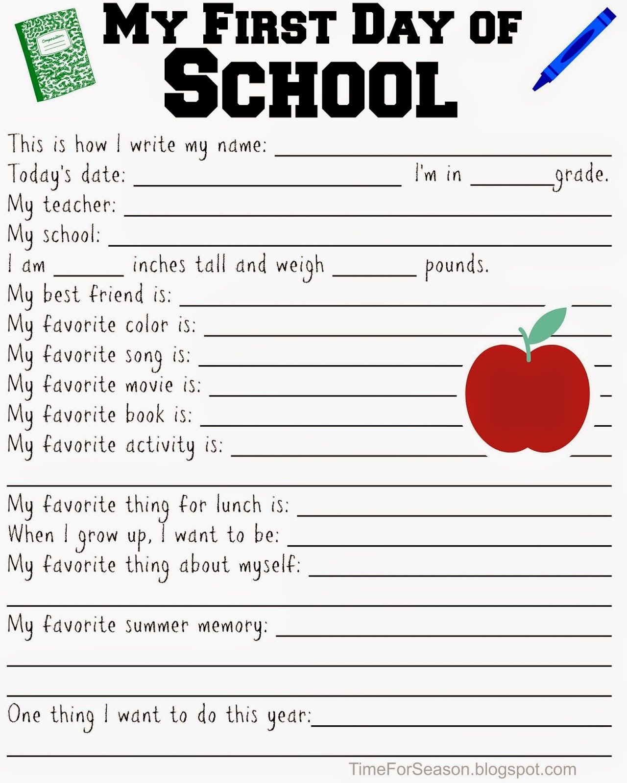 first day of school worksheets pdf free