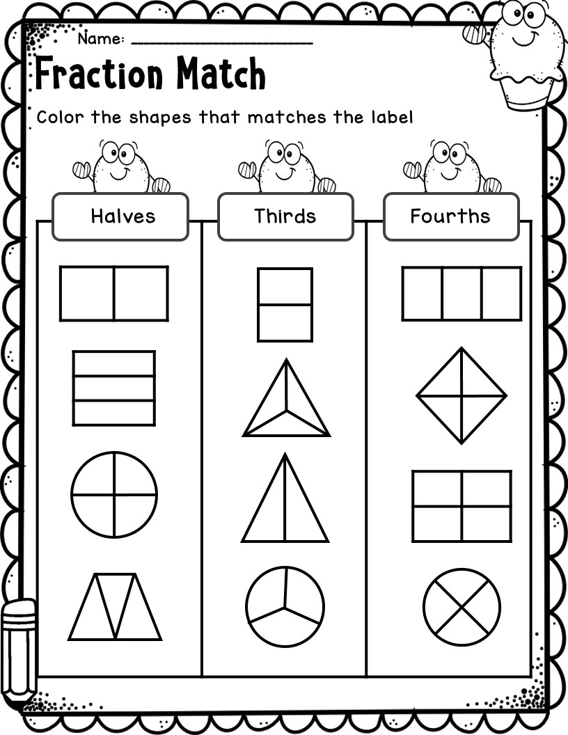 First Grade Fractions Worksheets First Grade Partitioning Worksheets 