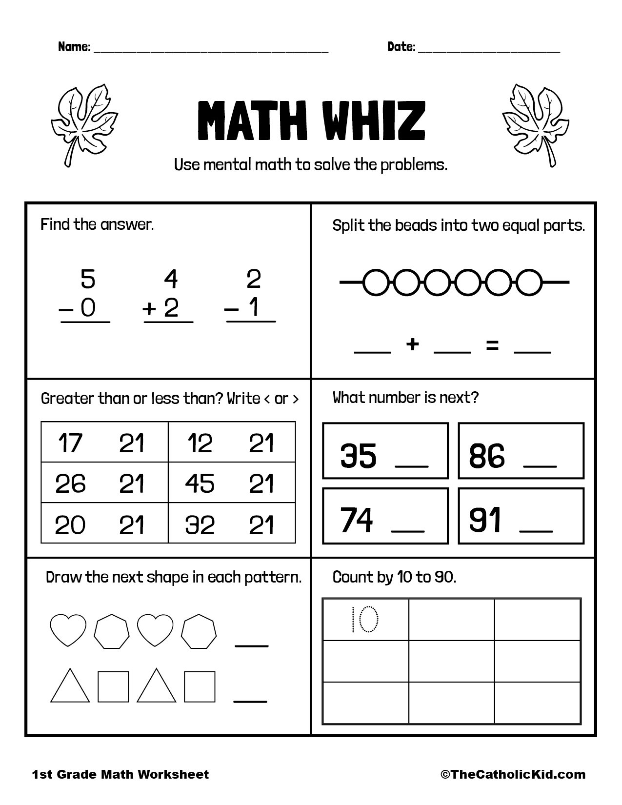 free first grade worksheets
