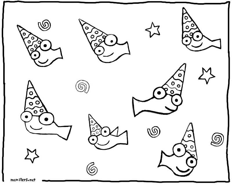 Fish Coloring Book Page Monsters By Kristen