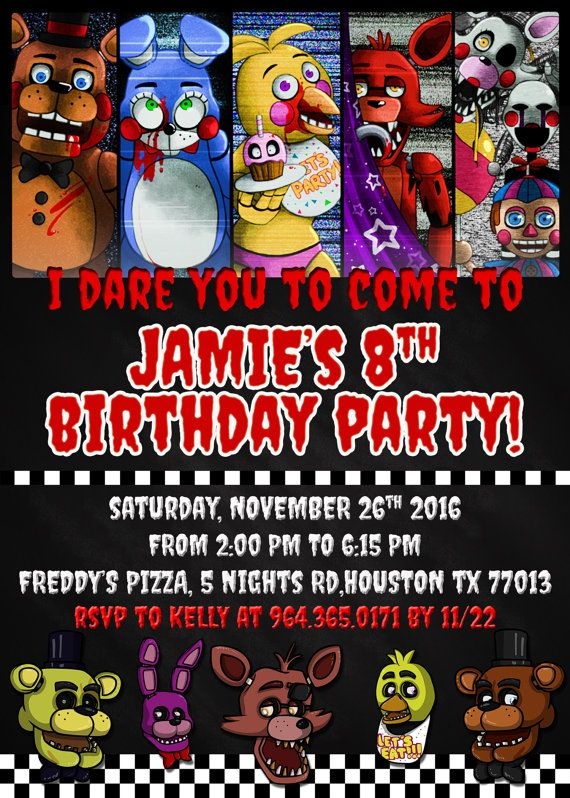Five Nights At Freddys Birthday Invitation Template Free Content 