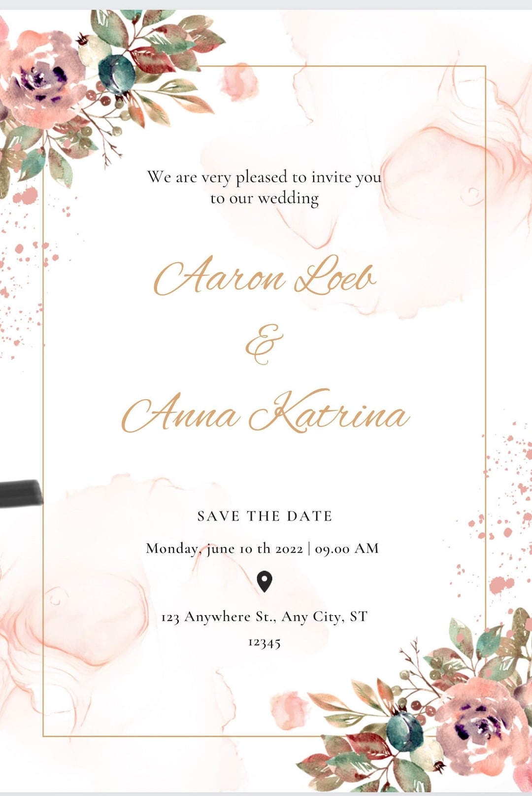 Floral Wedding Invitation Templates Etsy