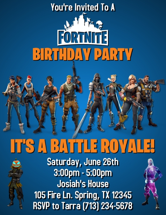 Fortnite Birthday Invitations Templates Printable Word Searches