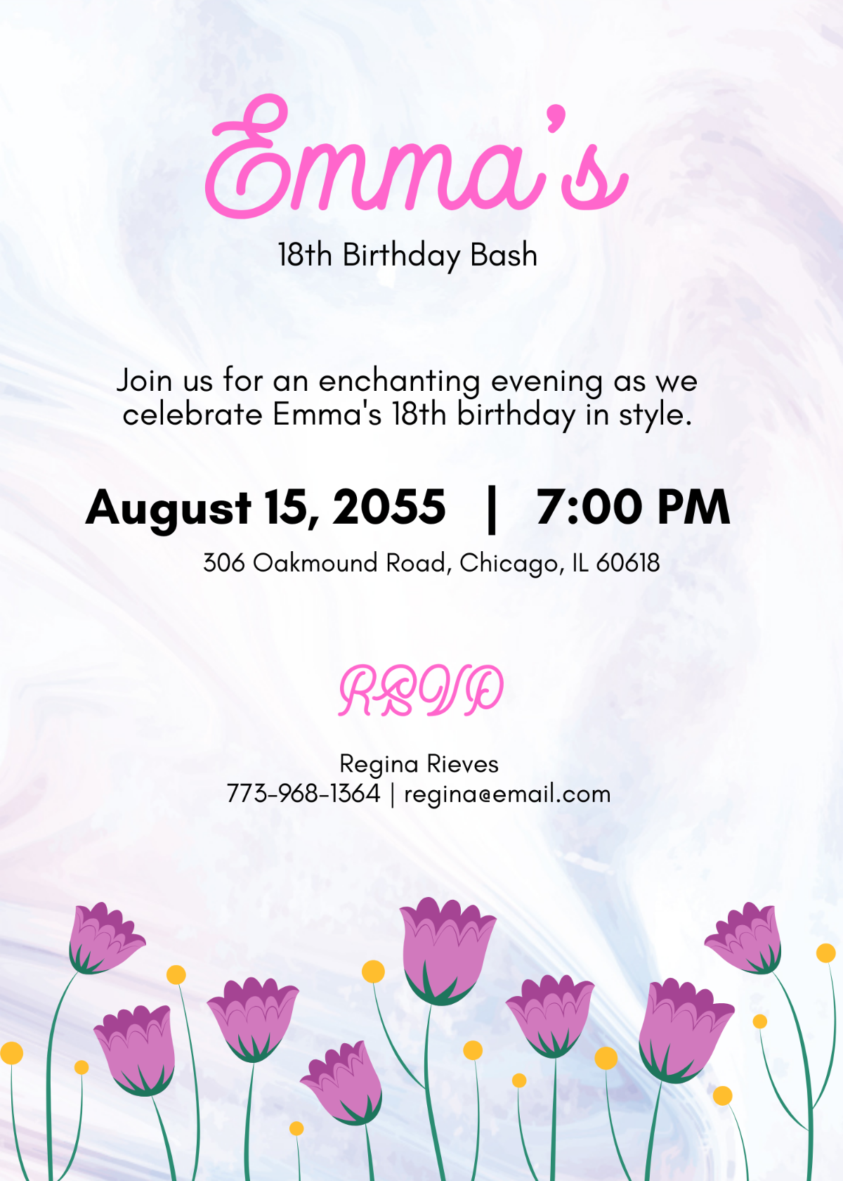 Free 18th Birthday Purple Invitation Template To Edit Online