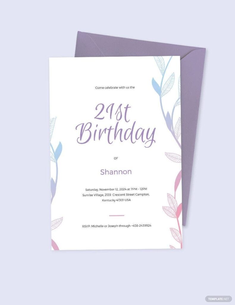 Free 21st Birthday Invitation Template Download In Word Illustrator