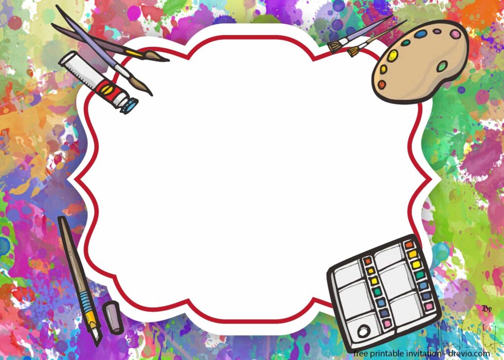 FREE Art Party Invitation Template FREE Printable Birthday Invitation