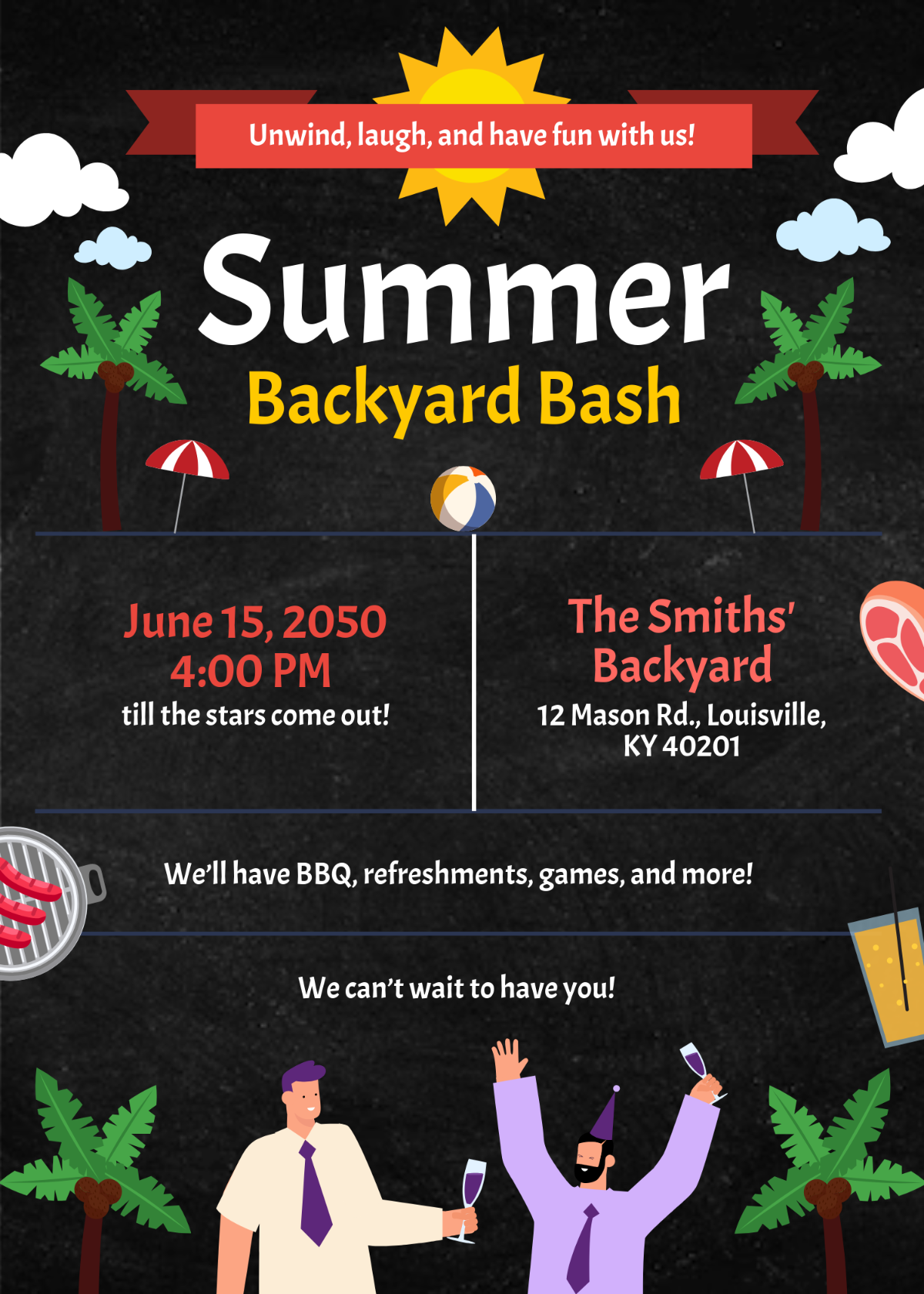 Free Backyard Party Chalkboard Invitation Template To Edit Online