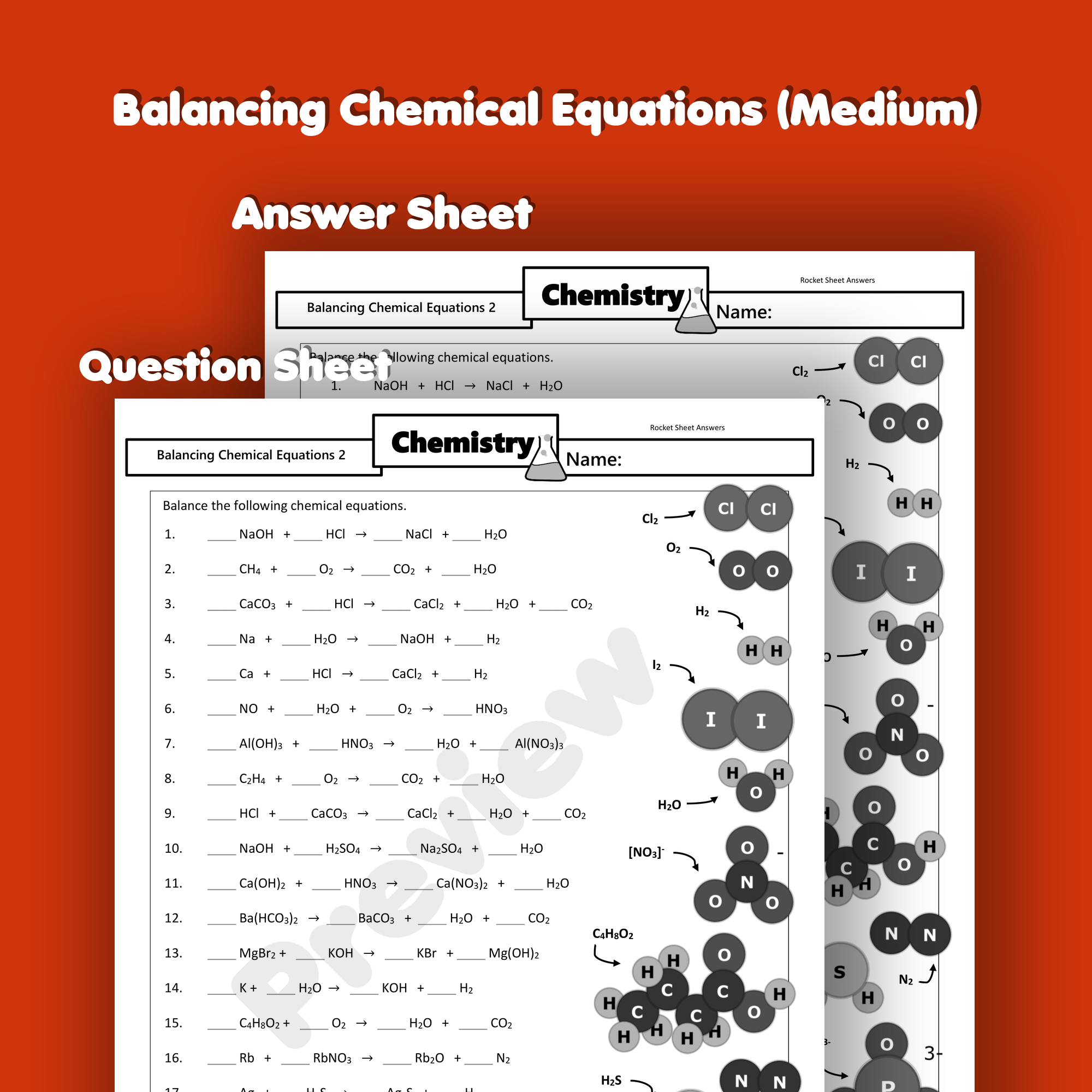 balancing chemical equations worksheet answer