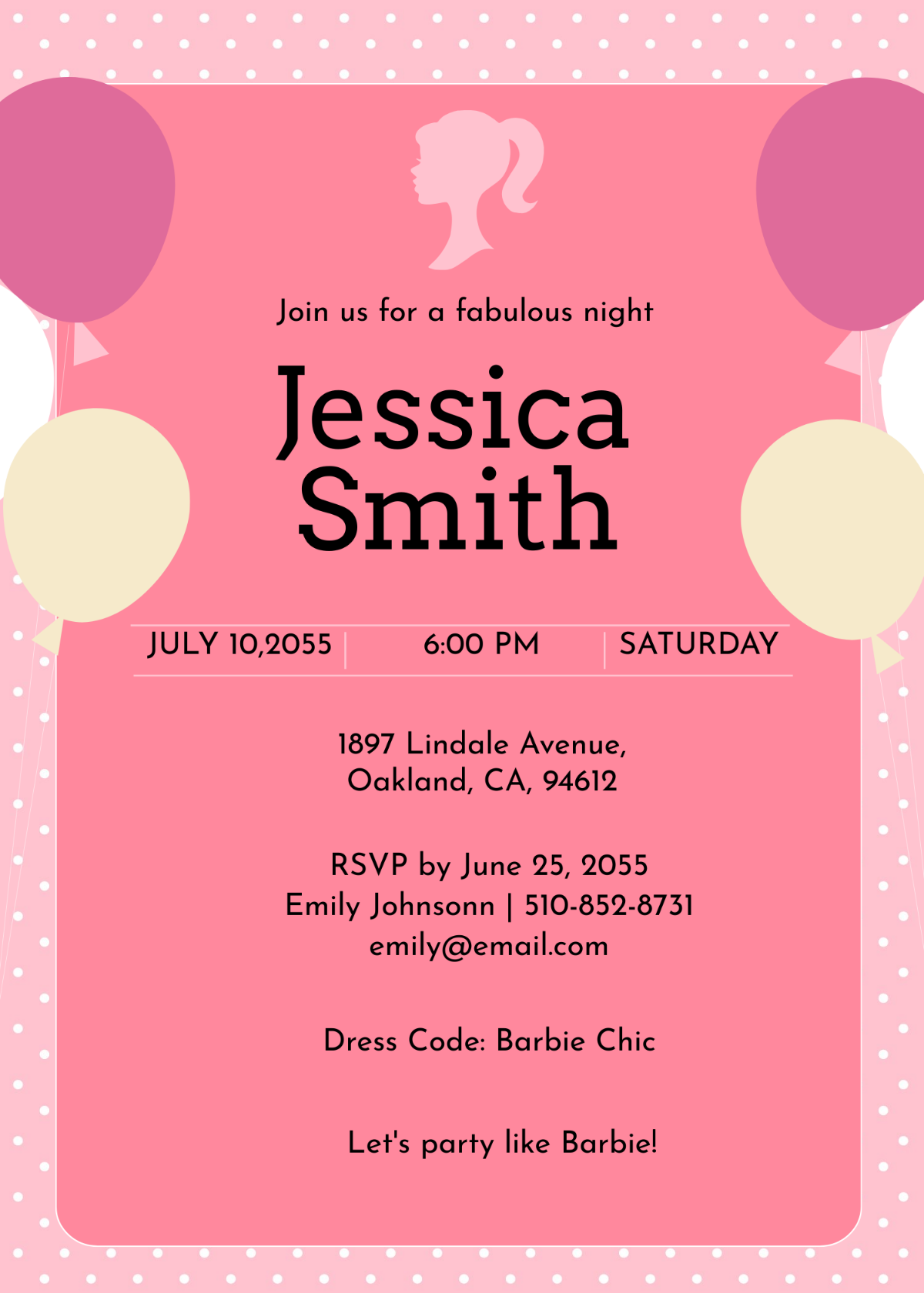 Free Barbie Bachelorette Invitation Template To Edit Online