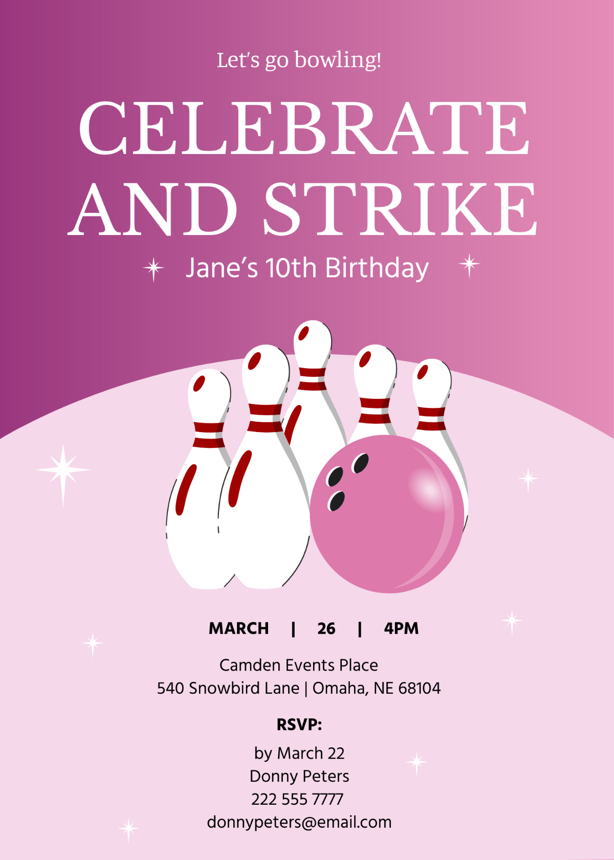 Free Barbie Bowling Invitation Template Edit Online Download 