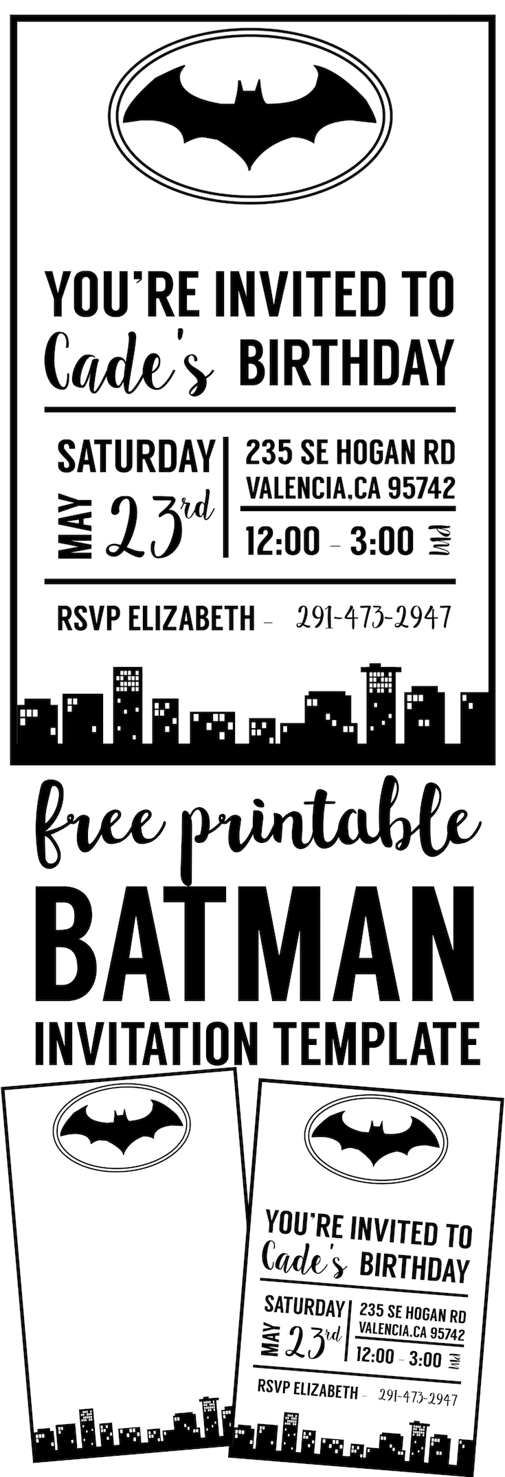 Free Batman Invitation Template Paper Trail Design