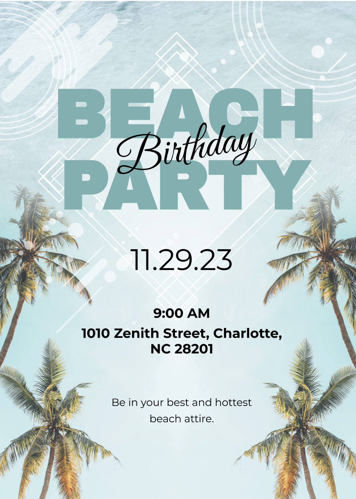 Free Beach Birthday Party Invitation Template To Edit Online