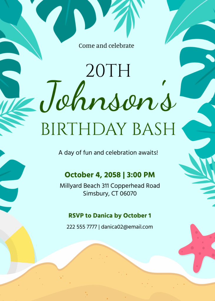 FREE Beach Invitation Templates Examples Edit Online Download