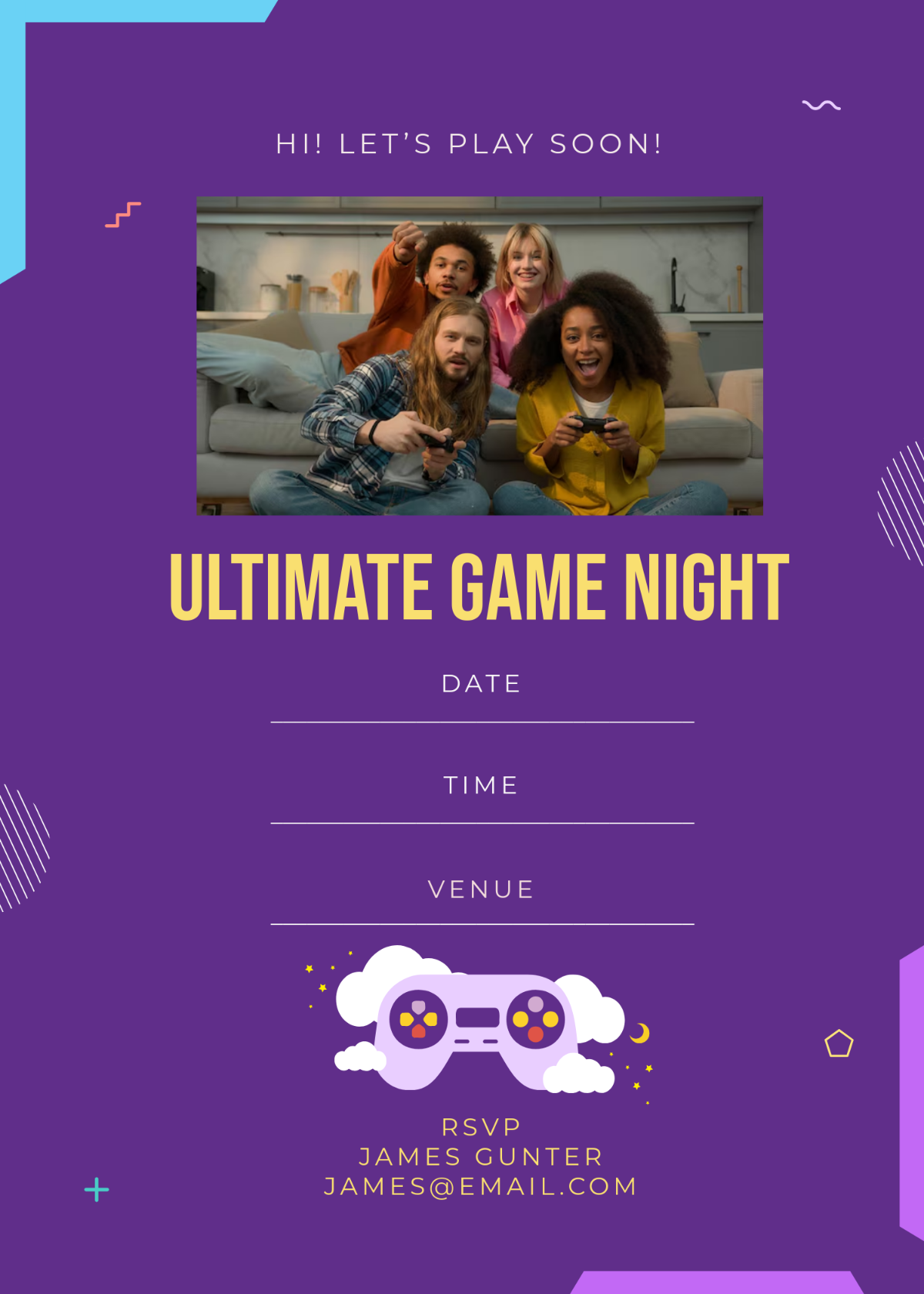 Free Blank Game Night Invitation With Photo Template To Edit Online