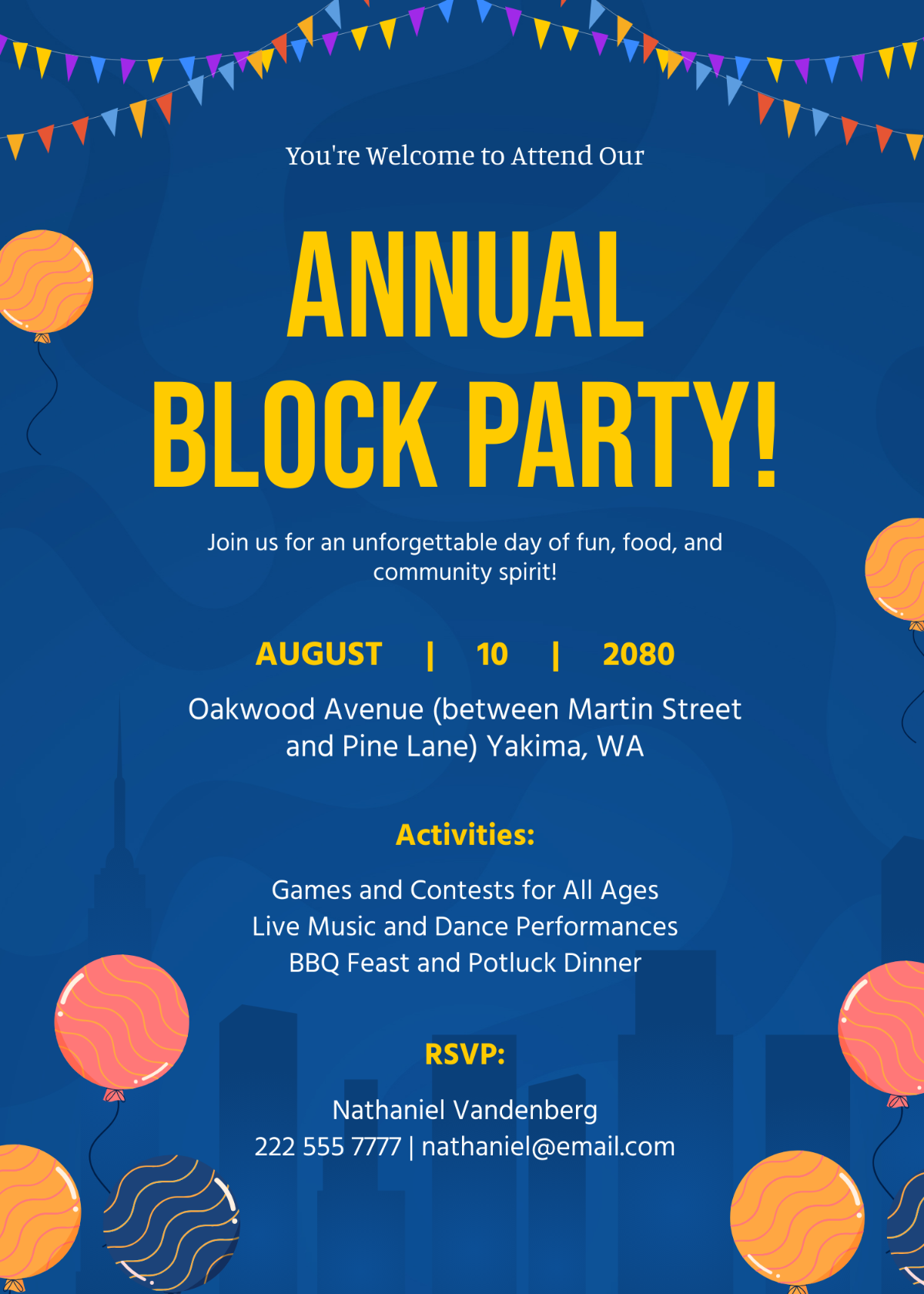 Free Block Party Welcome Invitation Template To Edit Online