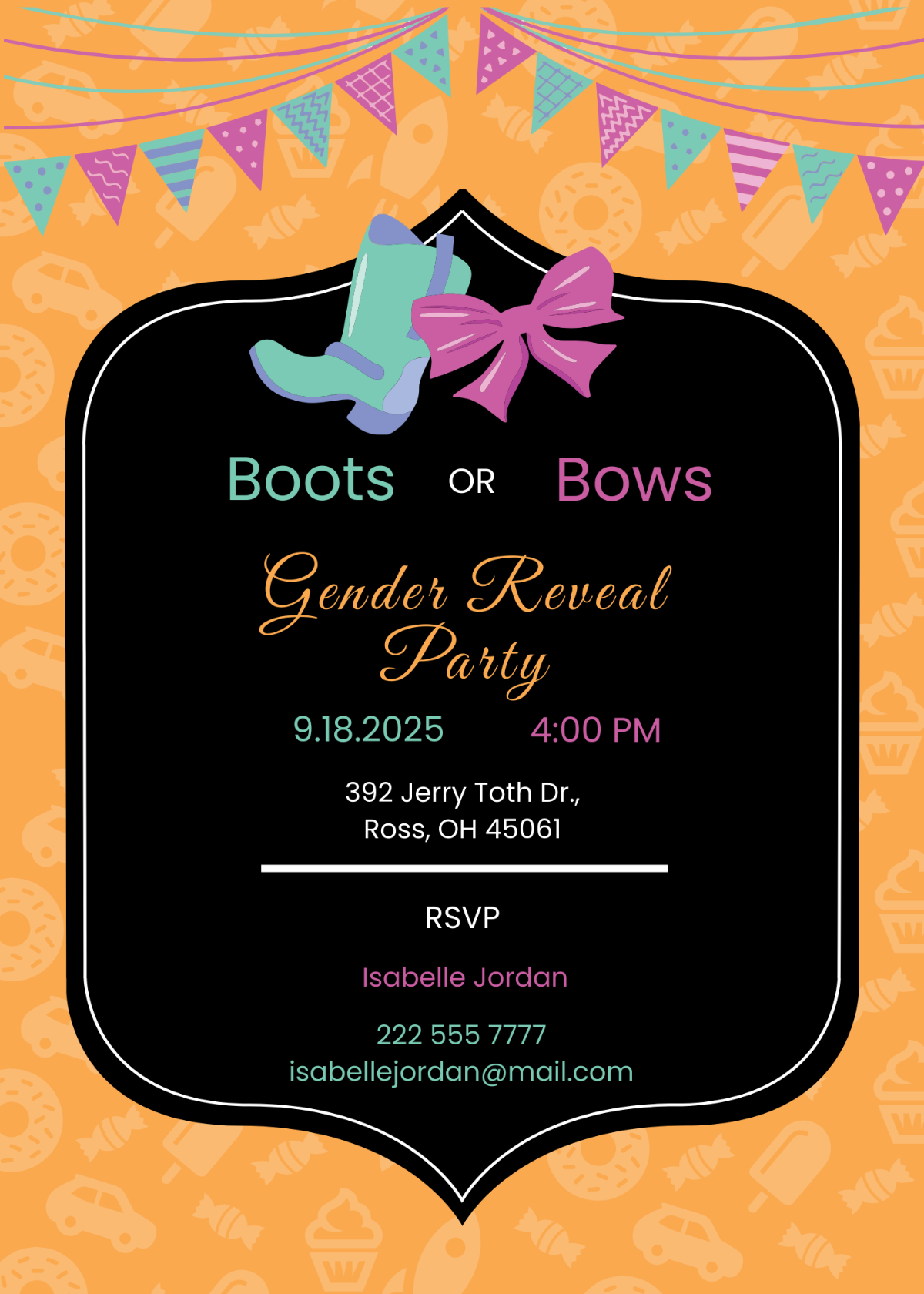 Free Boots Or Bows Gender Reveal Invitation Template To Edit Online