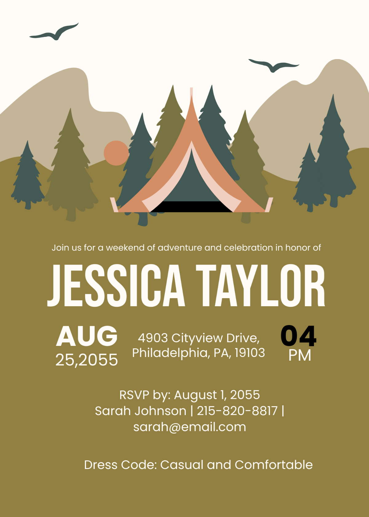 Free Camp Bachelorette Invitation Template To Edit Online