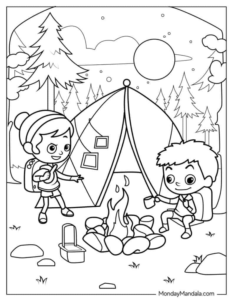 Free Camping Color Pages Vrogue co