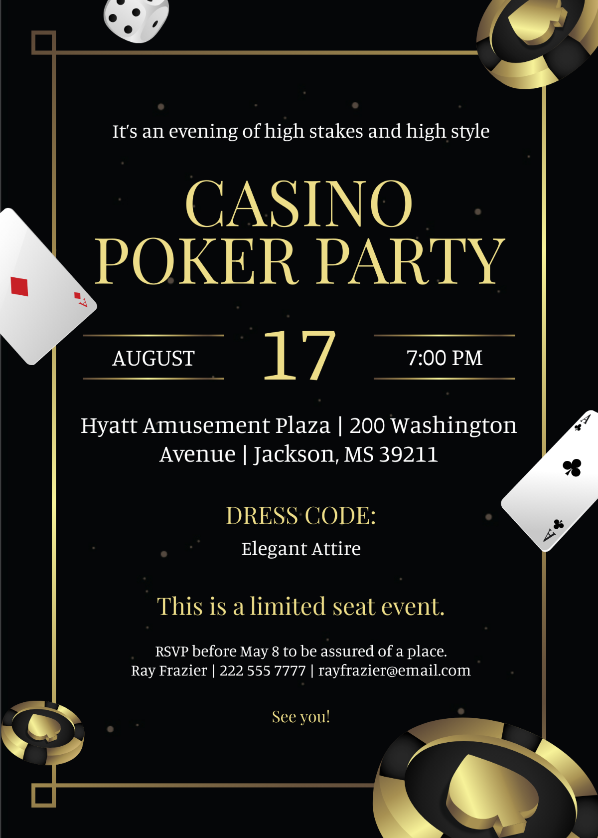Free Casino Royale Party Invitation Template To Edit Online