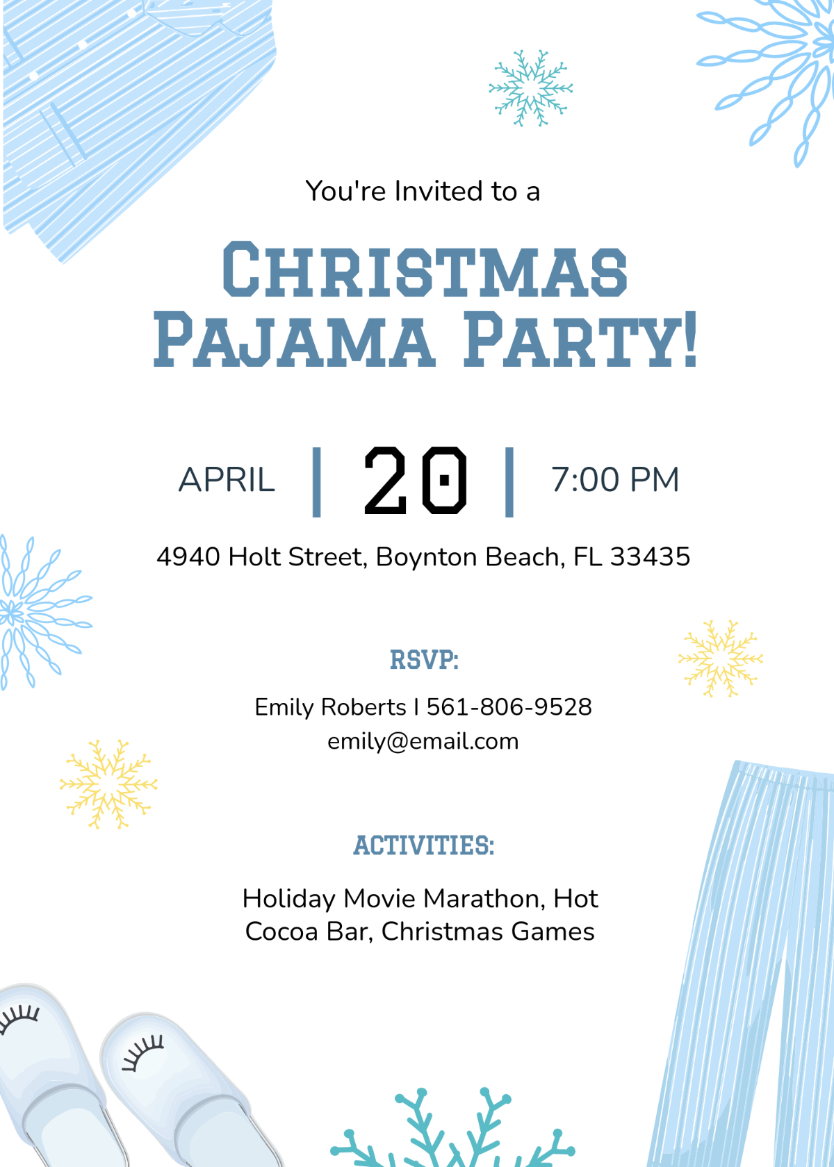 Free Christmas Pajama Party Invitation Template To Edit Online