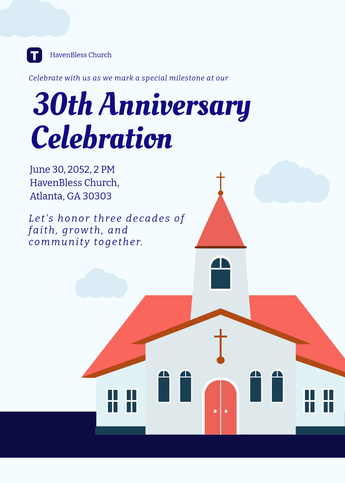 Free Church Anniversary Invitation Letter Template To Edit Online