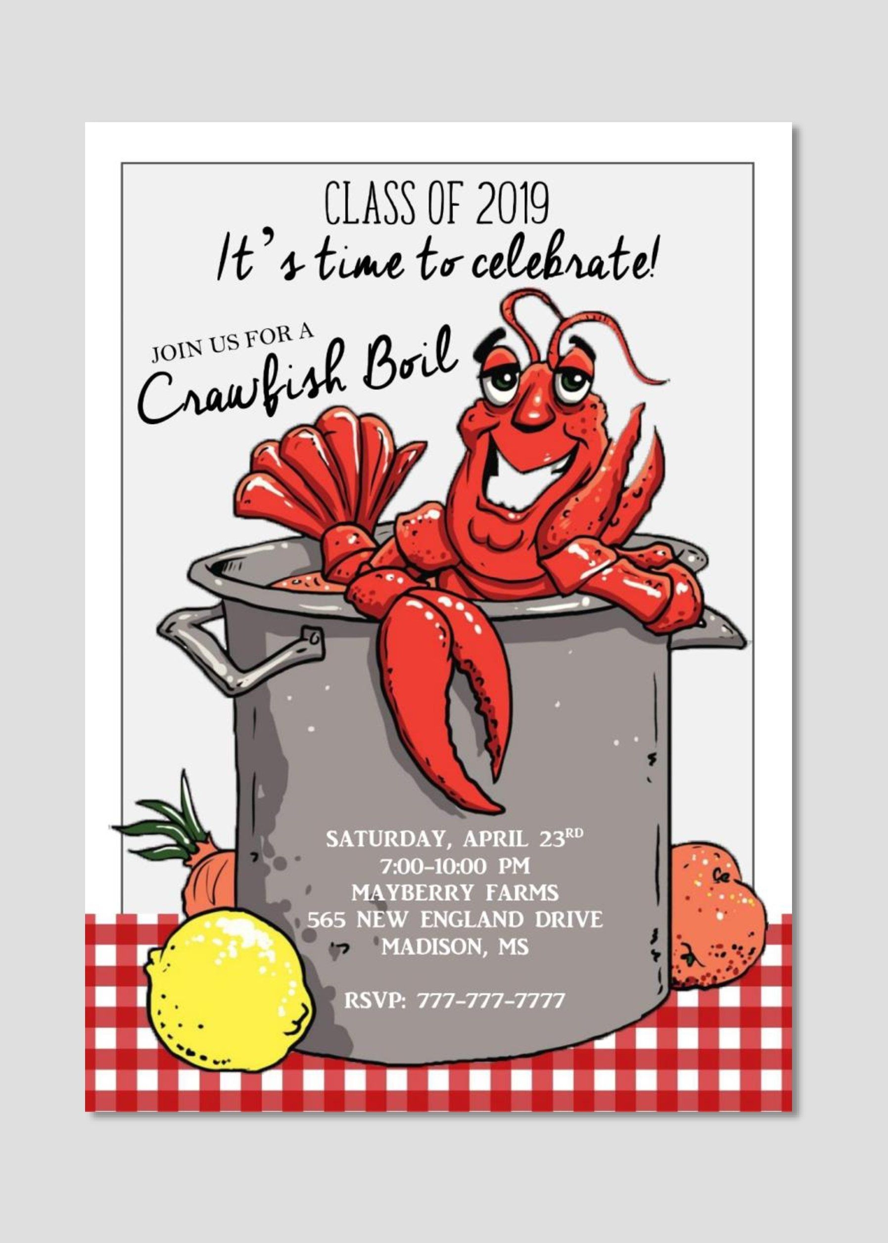 Free Crawfish Boil Invitation Template Printable Calendars AT A GLANCE