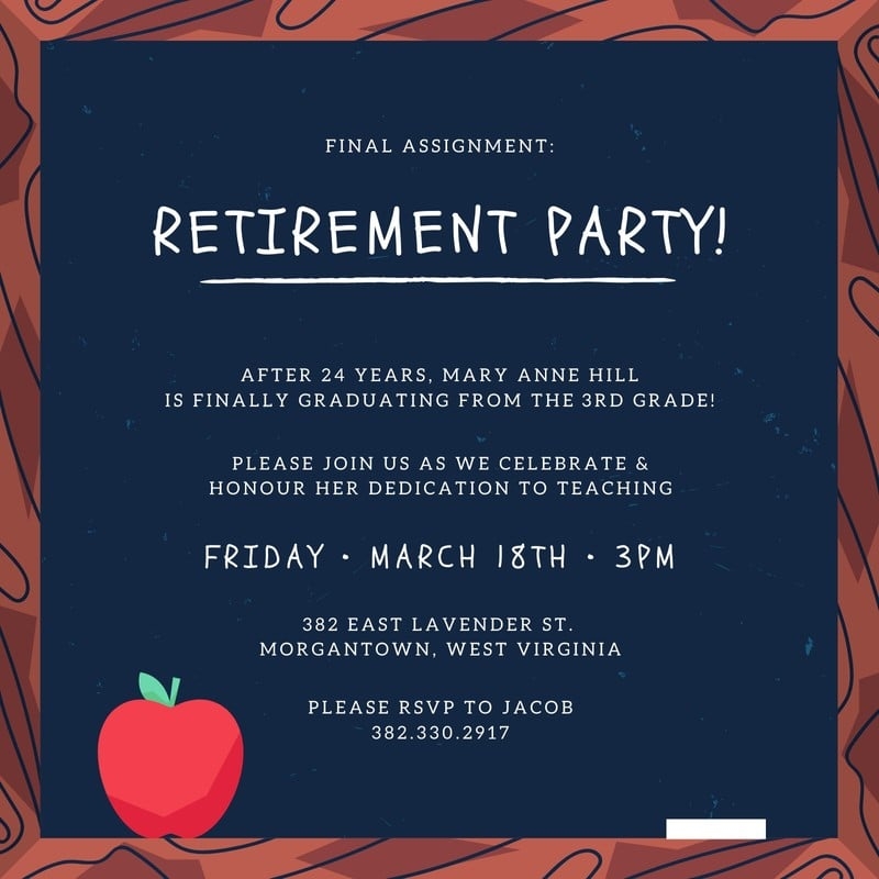 Free Custom Printable Retirement Party Invitation Templates Canva